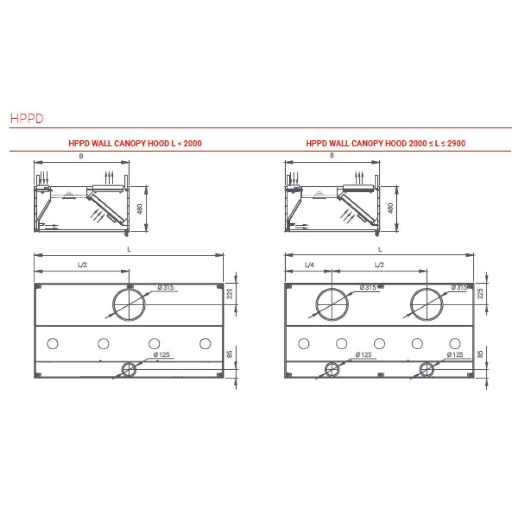 Hotte d’extraction avec apport d’air HPPD 1300 (HPPD-130/100/48)