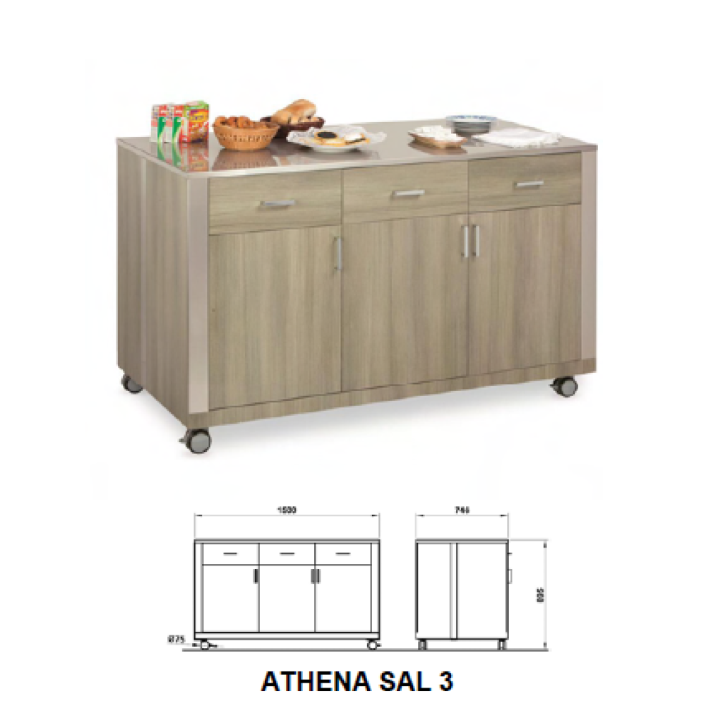 MODULE NEUTRE AVEC PORTES ET TIROIRS ATHENA SAL 3 (010MOATHSAL3)