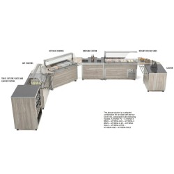 MODULE D'ANGLE 90° AVEC PIED ET ÉTAGÈRE SUPÉRIEURE EN BOIS ATHENA A 90-1