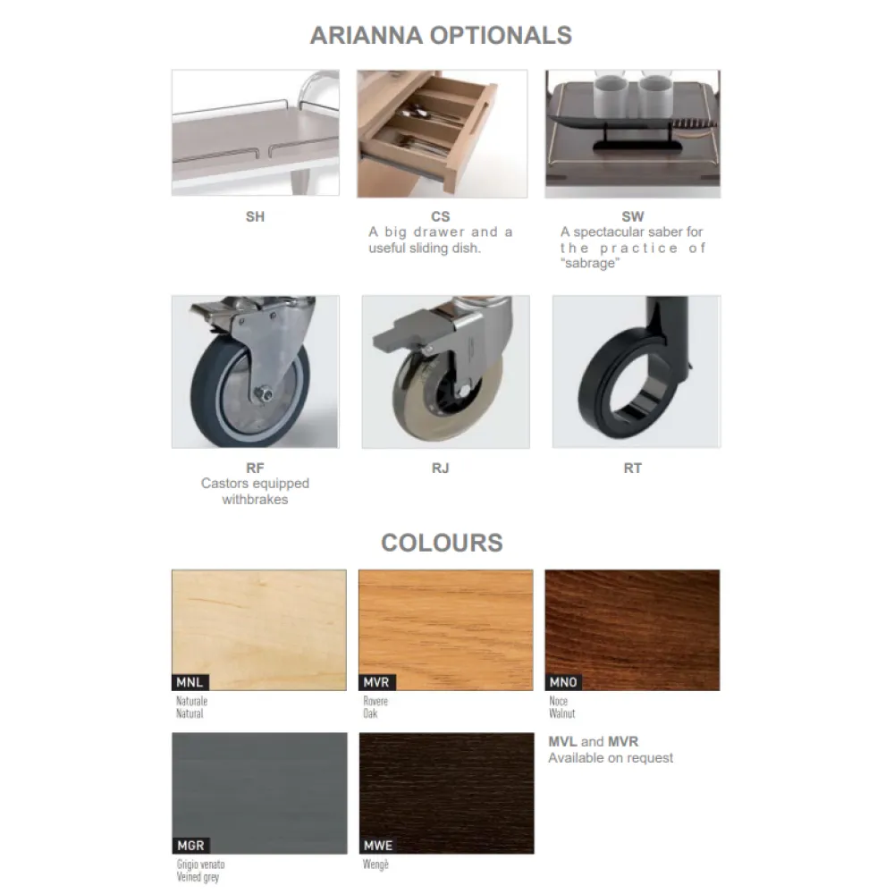 CHARIOT DE SERVICE EN BOIS ARIANNA 3 (005LEARI/3)