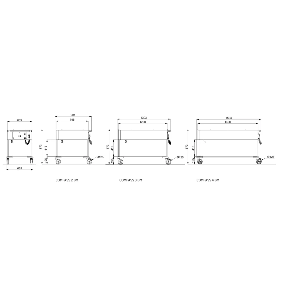CHARIOT BAIN-MARIE EN ACIER INOXYDABLE COMPASS 4BM (02000COMP4BM)