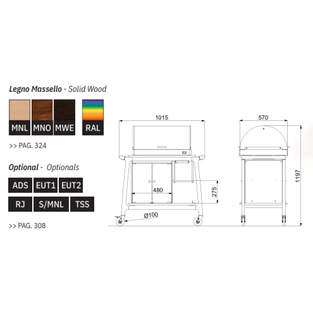 CHARIOT DE SERVICE AVEC VITRINE RÉFRIGÉRÉE ARIANNA BREAK (005LEARI-BRE)