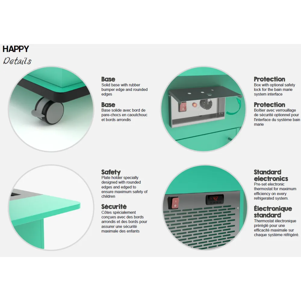 BUFFET CHAUFFANT BAIN MARIE AVEC LAMPES INFRAROUGES HAPPY 4 BM/INFRA (013HP4B/INFR)