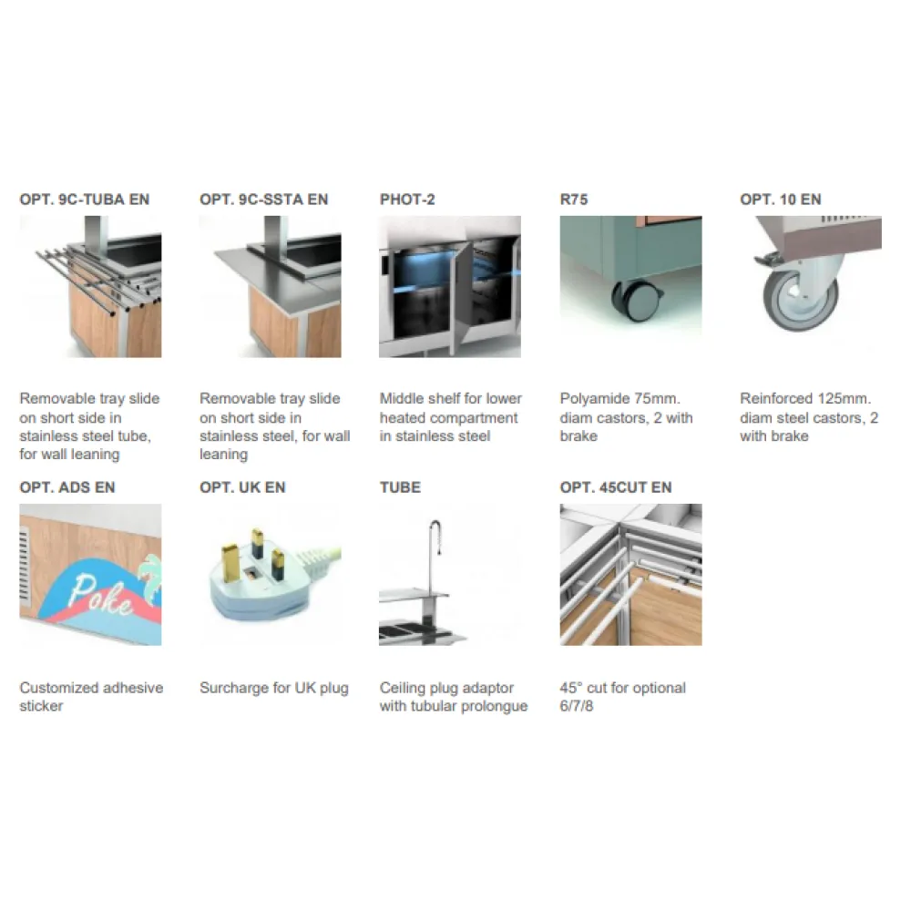 Buffet avec plan de travail chauffant en verre trempé et compartiment inférieur ventilé OMNIA 3PC/SC (01900OM3PCSC)