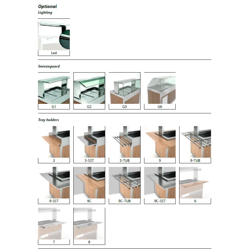 BUFFET RÉFRIGÉRÉ AVEC PLAN DE TRAVAIL HANEX® BETACRYL ET COMPARTIMENT INFÉRIEUR FROID OMNIA 3PR/SF (01900OM3PRSF)