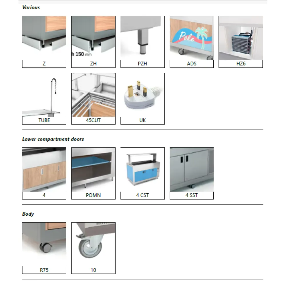 BUFFET RÉFRIGÉRÉ AVEC PLAN DE TRAVAIL HANEX® BETACRYL ET COMPARTIMENT INFÉRIEUR FROID OMNIA 3PR/SF (01900OM3PRSF)