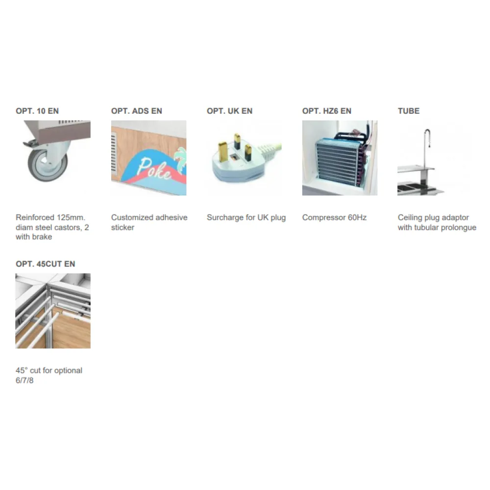 BUFFET RÉFRIGÉRÉ AVEC PLAN DE TRAVAIL EN HANEX® BETACRYL OMNIA 4PR (01900OM4PR)