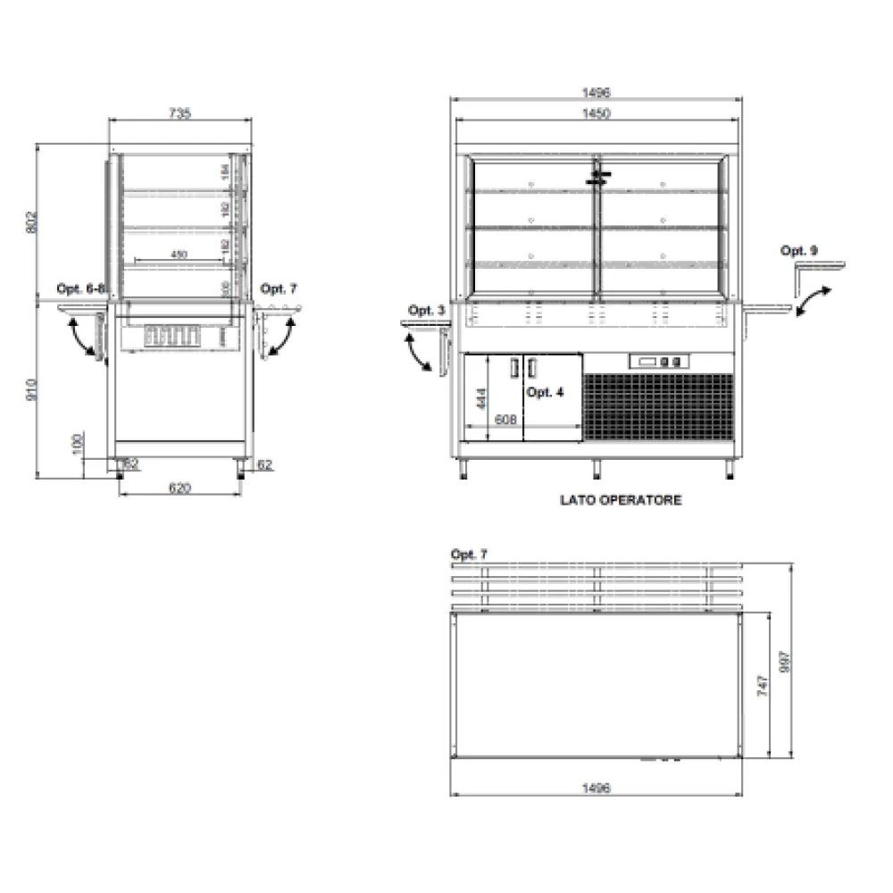 VITRINE VENTILÉE AVEC ÉTAGÈRES OUVRABLES EN VERRE OMNIA 4DSP (01900OMNDSP)