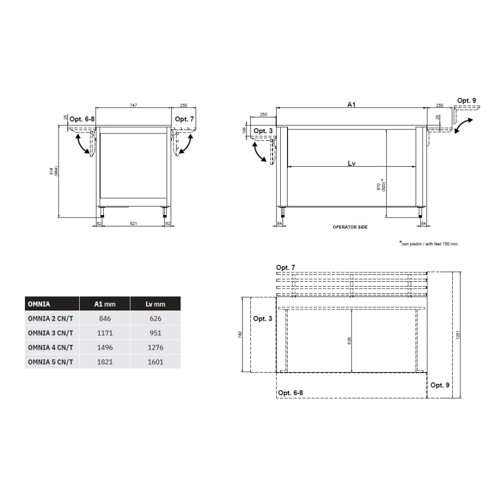 ROLL-IN MODULE NEUTRE AVEC PLAN DE TRAVAIL OMNIA 3CN/T (01900OM3CN/T)