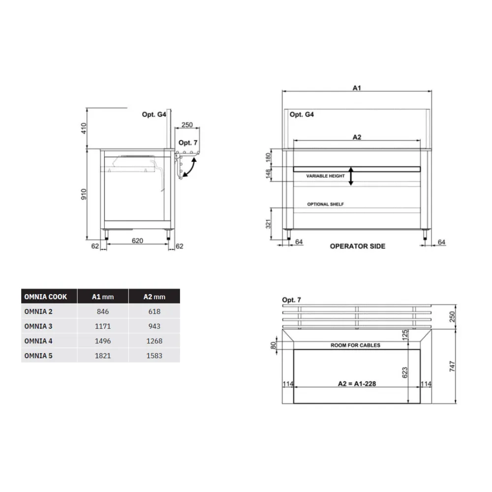 MODULE NEUTRE AVEC ÉTAGÈRE RÉGLABLE OMNIA 4COOK (01900OM4COOK)