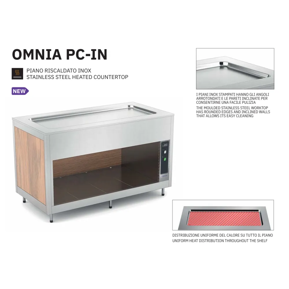 BUFFET AVEC PLATEAU CHAUFFANT EN ACIER INOXYDABLE OMNIA 3PC-IN (01900OM3PC/IN)