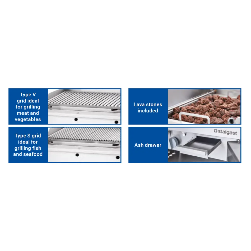 Gril à gaz à pierres de lave, grille en forme de S, 16 kW, G20 (9733110)