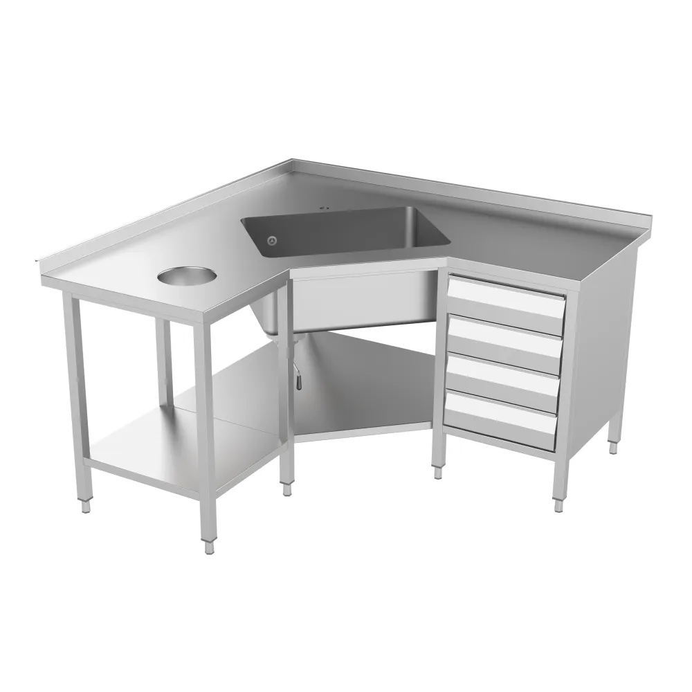 Plonge batterie un bac avec châssis 800 (DV1-PRA-80/60/90)