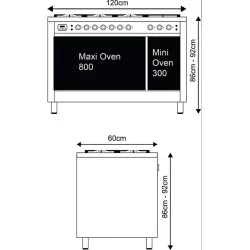 Cuisinière avec four Nostalgie P12FINE3 120 cm 6 feux avec plaque de cuisson et 2 zones à induction