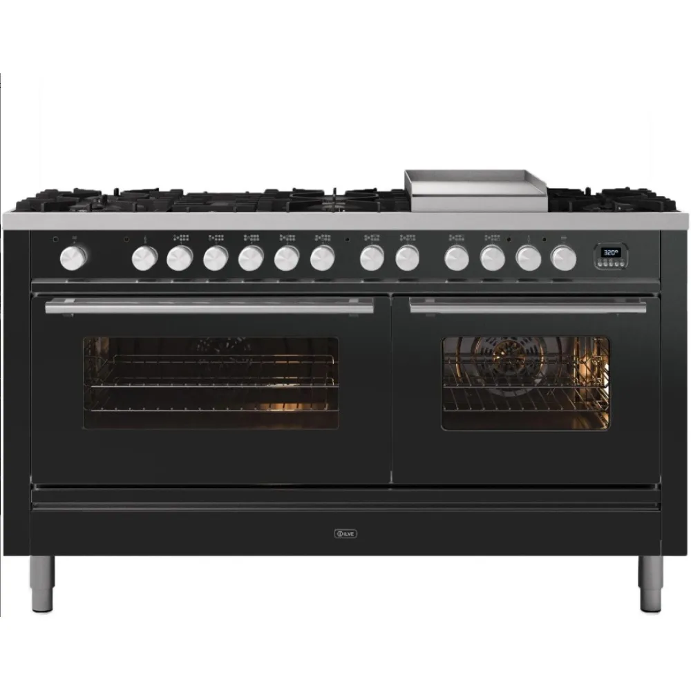Cuisinière avec four Professional Plus 150 cm P15FWE3 9 feux avec plaque de cuisson