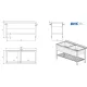 Table en acier inoxydable avec deux bacs et étagère grillagée (DV2-PSA-165/75/85)