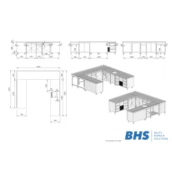 Comptoir de bar en forme de U 3350x3360x900 mm