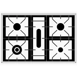 Cuisinière avec four Nostalgie P09PNE3, 4 brûleurs + 1 brûleur allongé