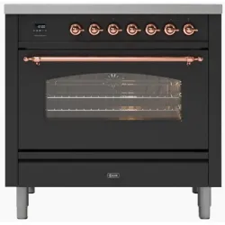 Cuisinière avec four Nostalgie P09PNE3, 4 brûleurs + 1 brûleur allongé