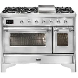 Ilve Majestic Milano MD10IDNE3 120 cm avec 6 brûleurs à gaz et double plaque de cuisson