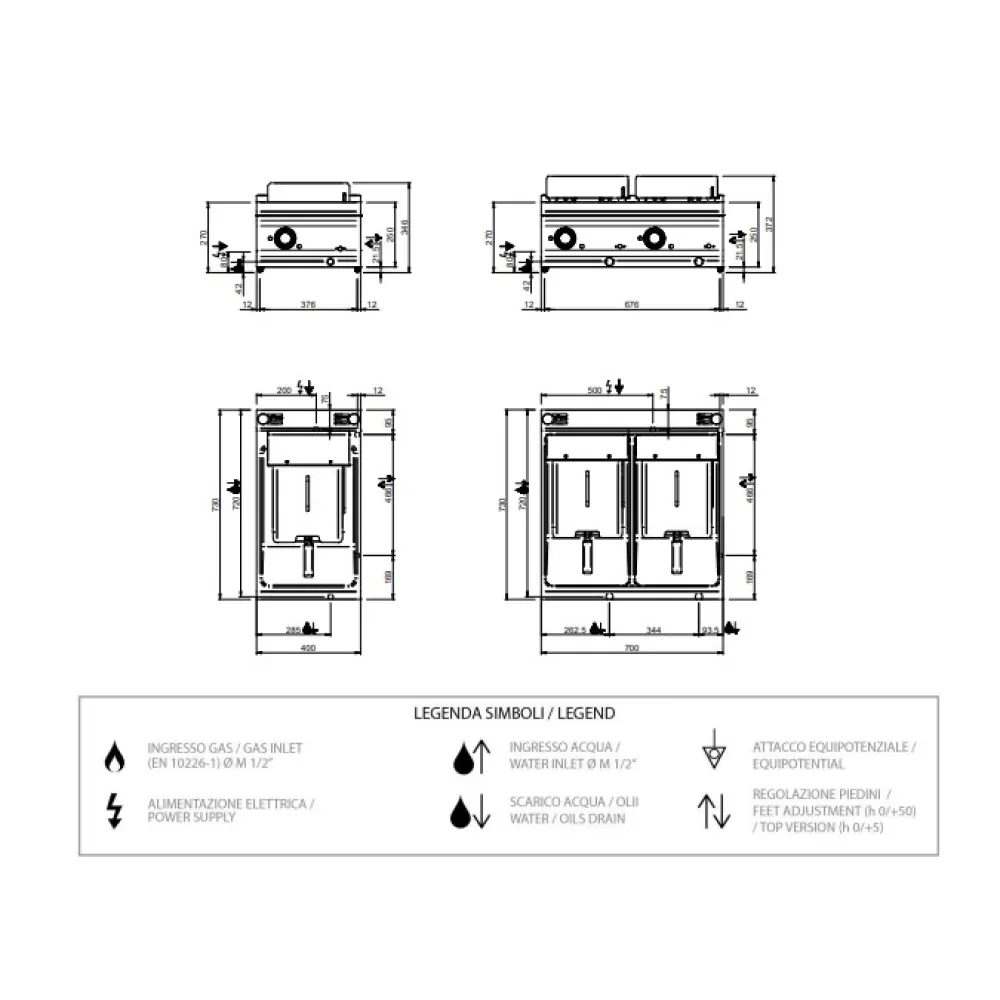 Friteuse électrique 12 L FRBE74T DOMINA PRO 700