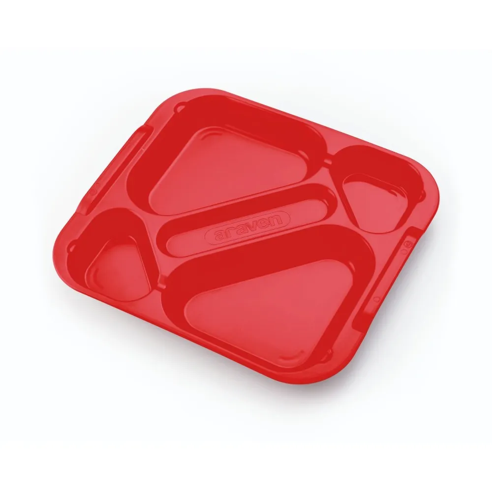 5-compartment food tray Red Polypropylene (AR21050)