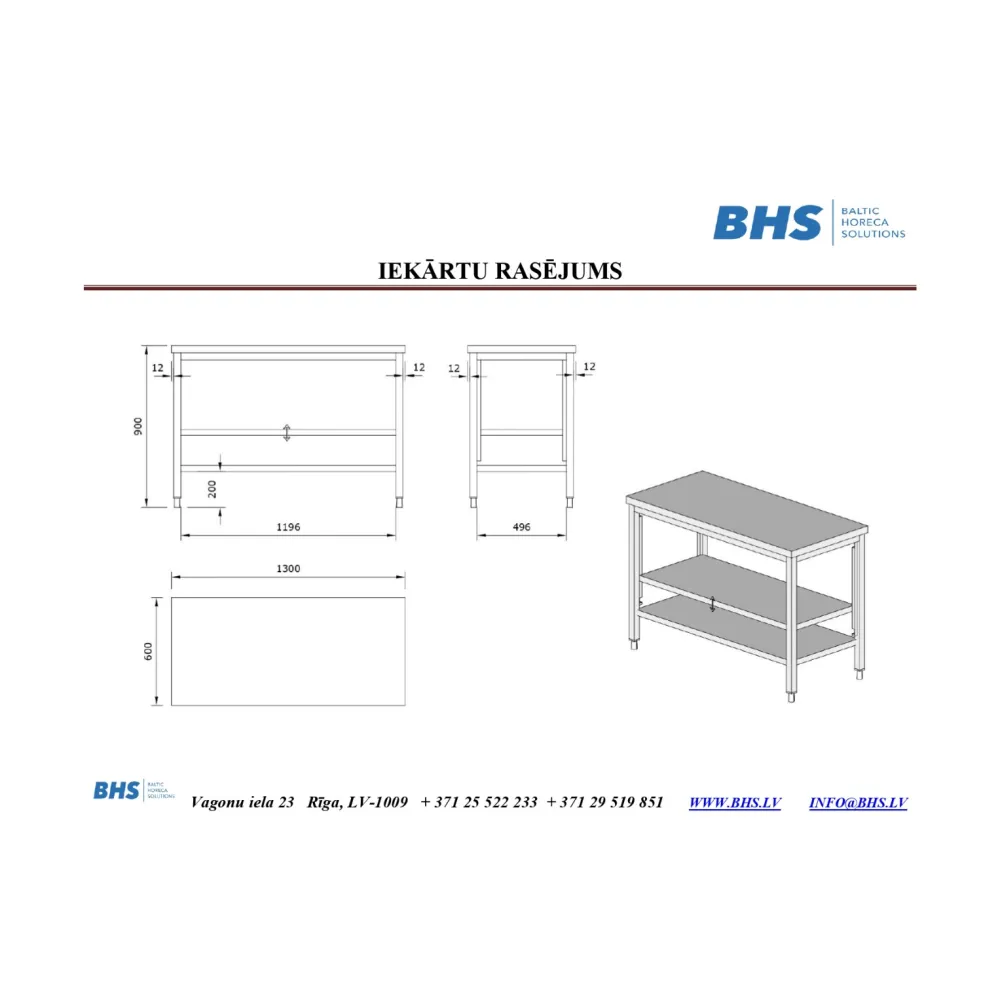 Stainless steel table with adjustable shelf (CH24-1389-130/60/90)