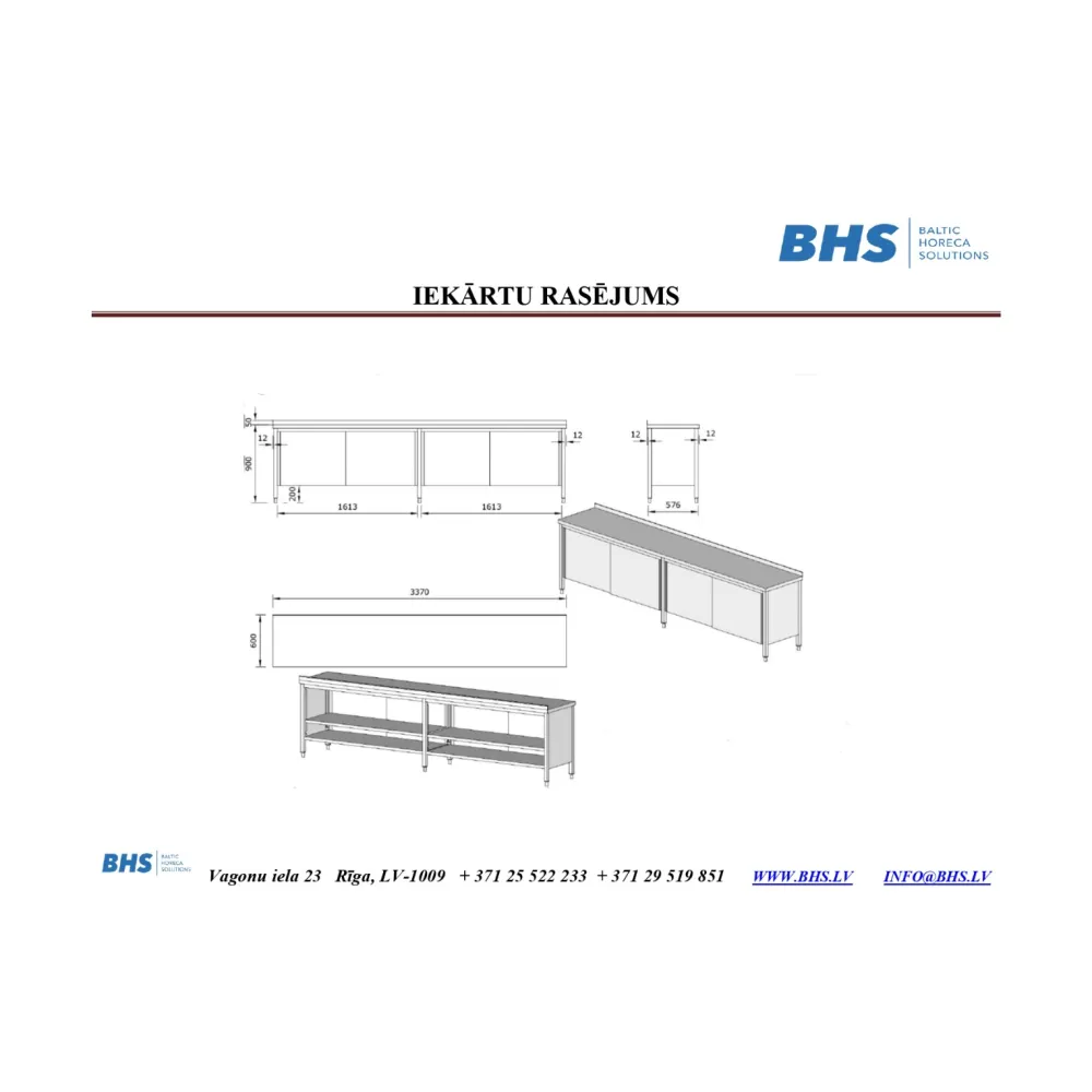 Stainless steel table with sliding doors (XCH24-0038-337/60/90)