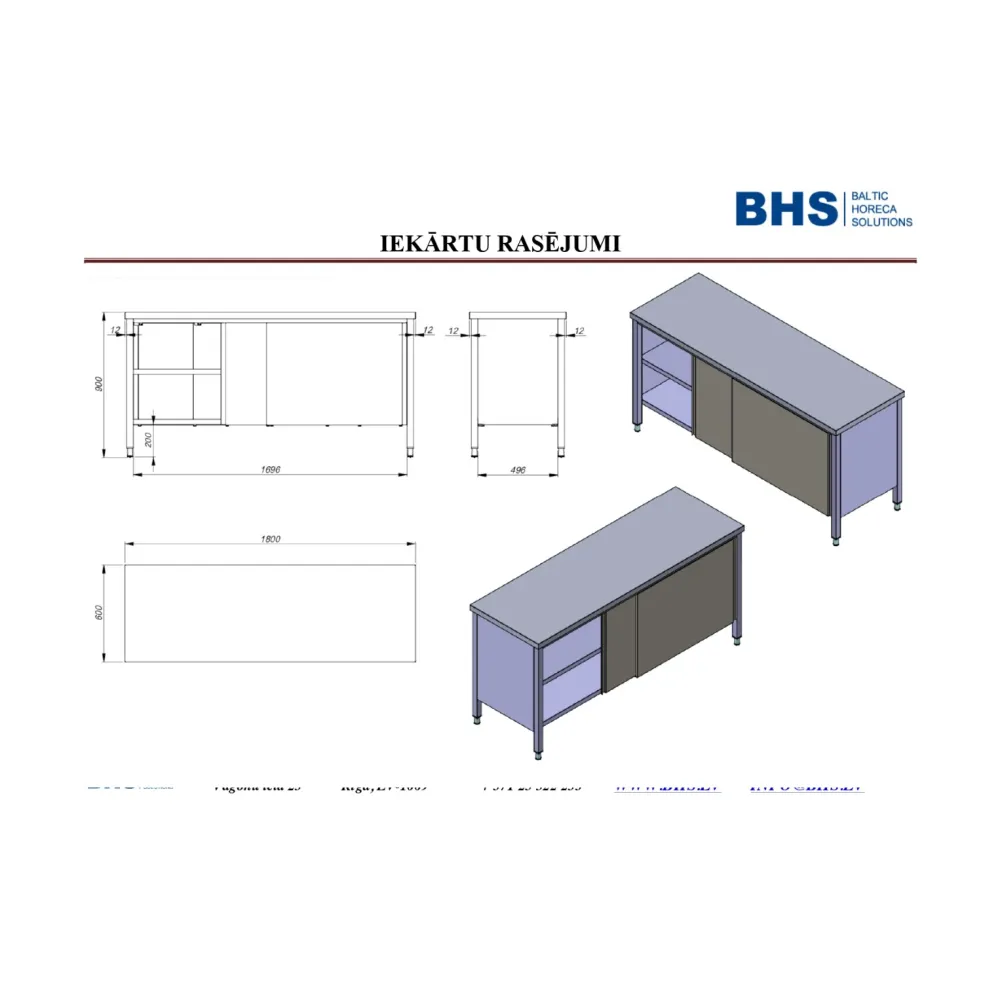 Table avec porte coulissante et deux étagères 1800 (RAS117)