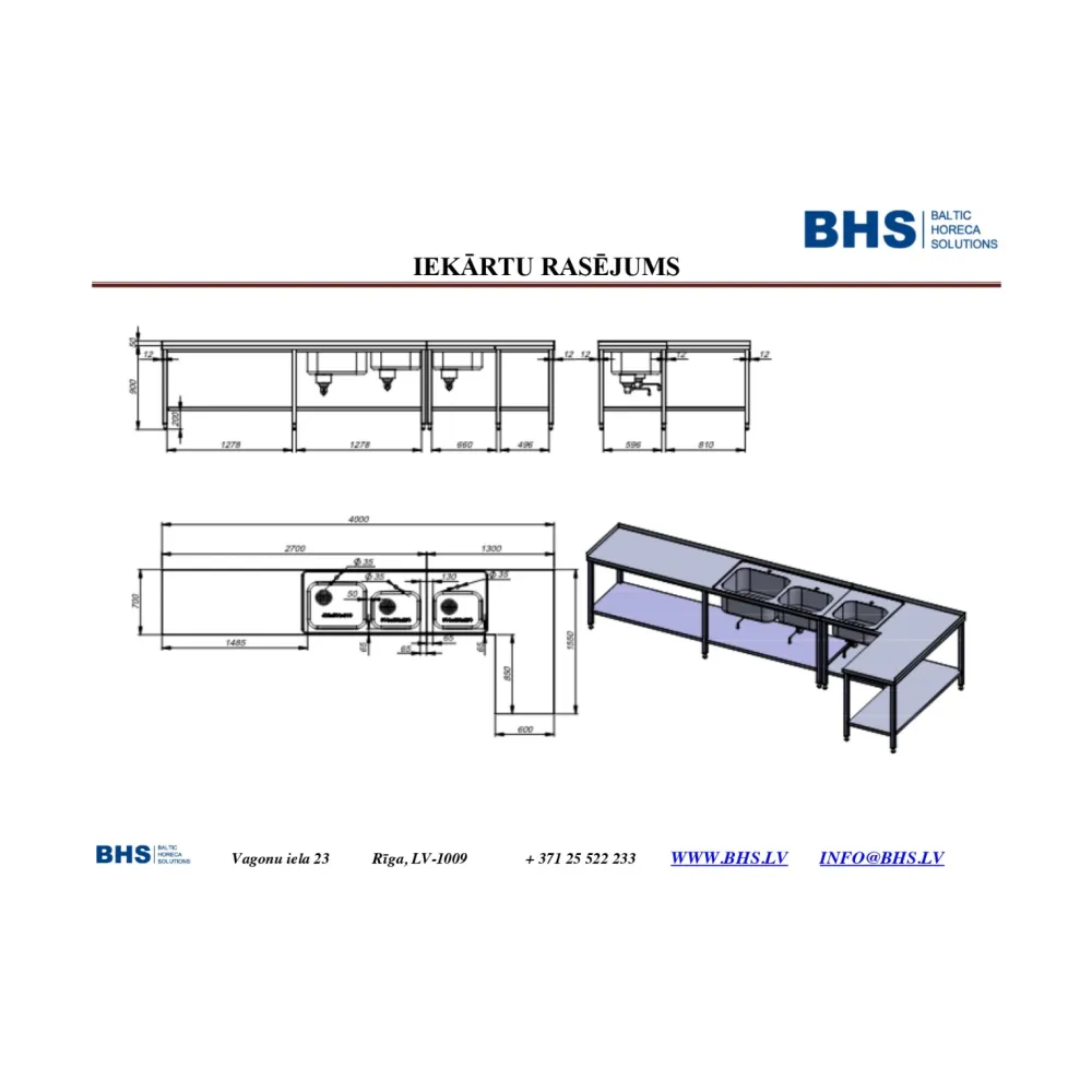 Table with 3 sinks (RAS108)