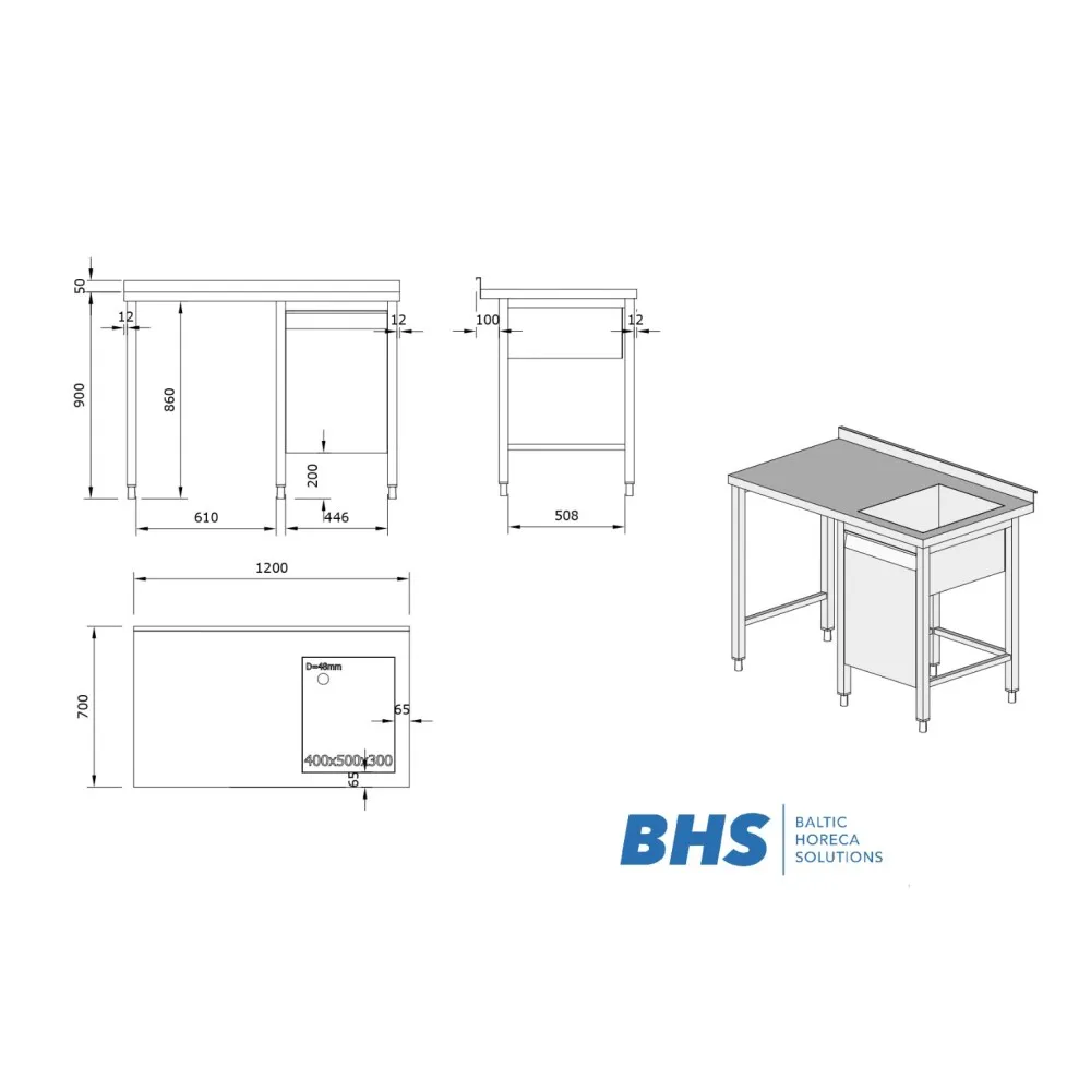Table with sink 1200 (BHS-ZJ23-1067.00.00 SB)