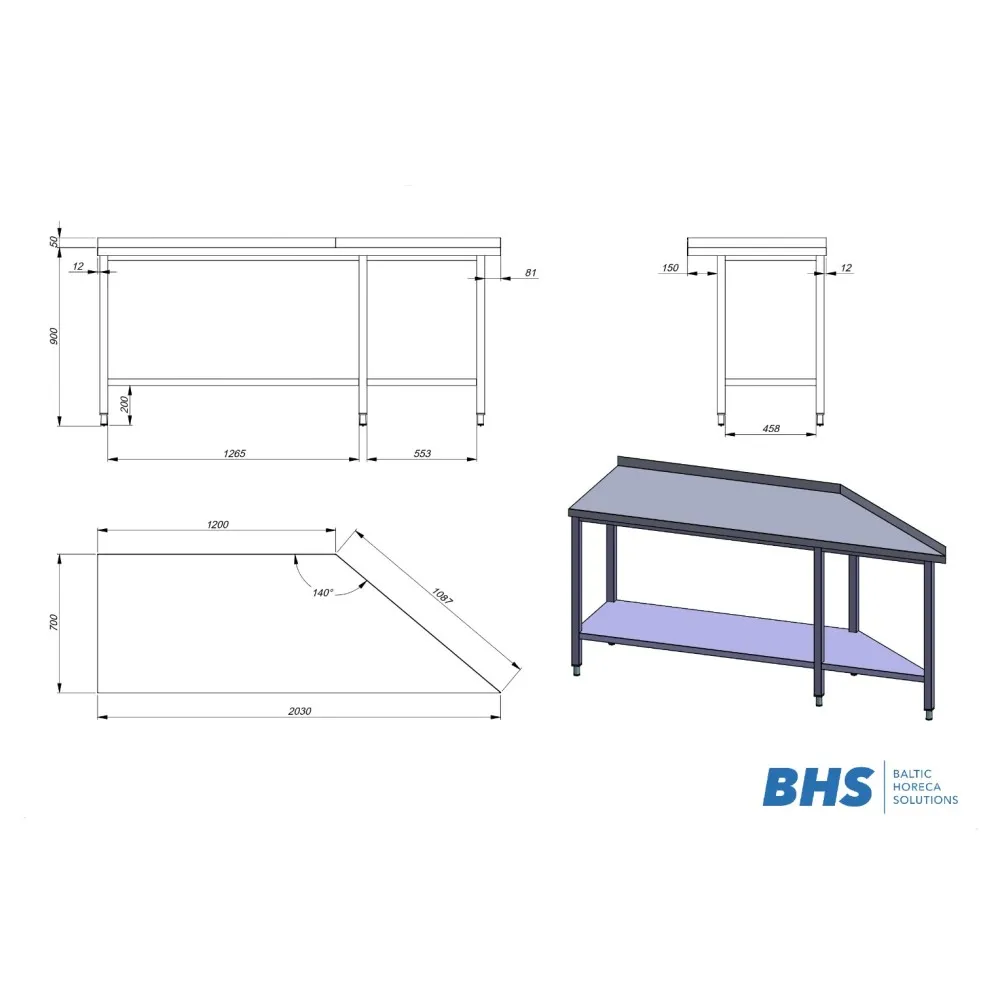 Table de travail avec étagère (BHS-ZJ22-1179-203/70/90)