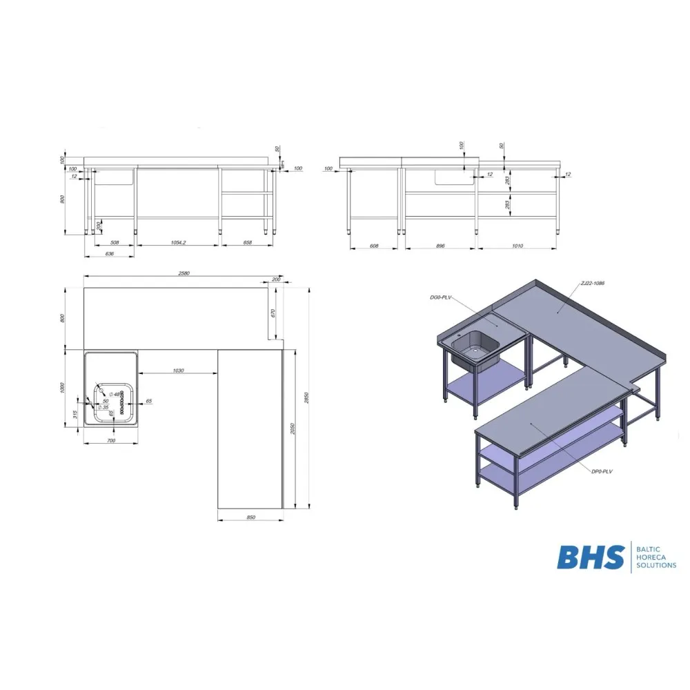 Espace de travail avec évier (RAS120)
