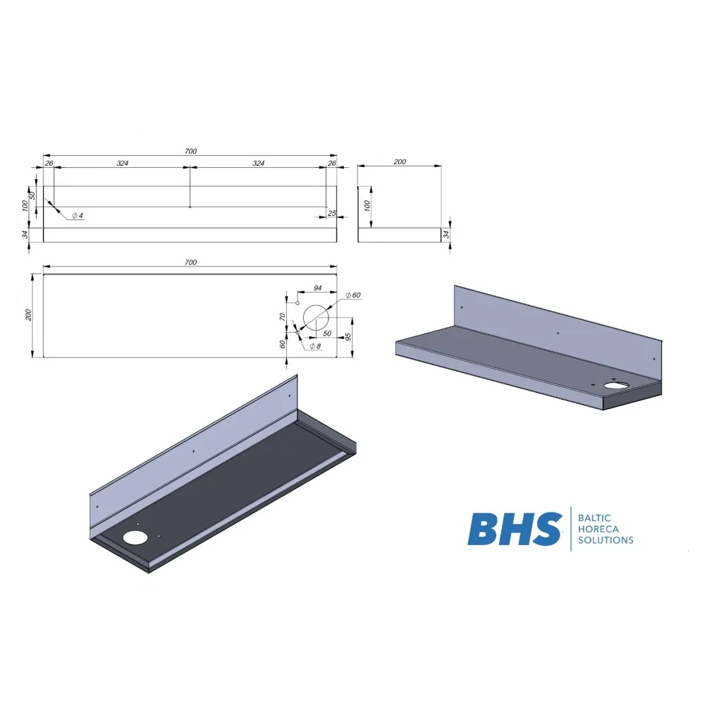 Wall Shelves  700 (BHS-ZJ23-4006.00.00 SB)