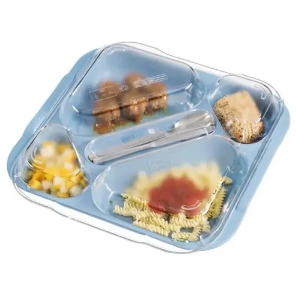 Couvercle pour plateau alimentaire à 5 compartiments, polycarbonate transparent (AR91052)