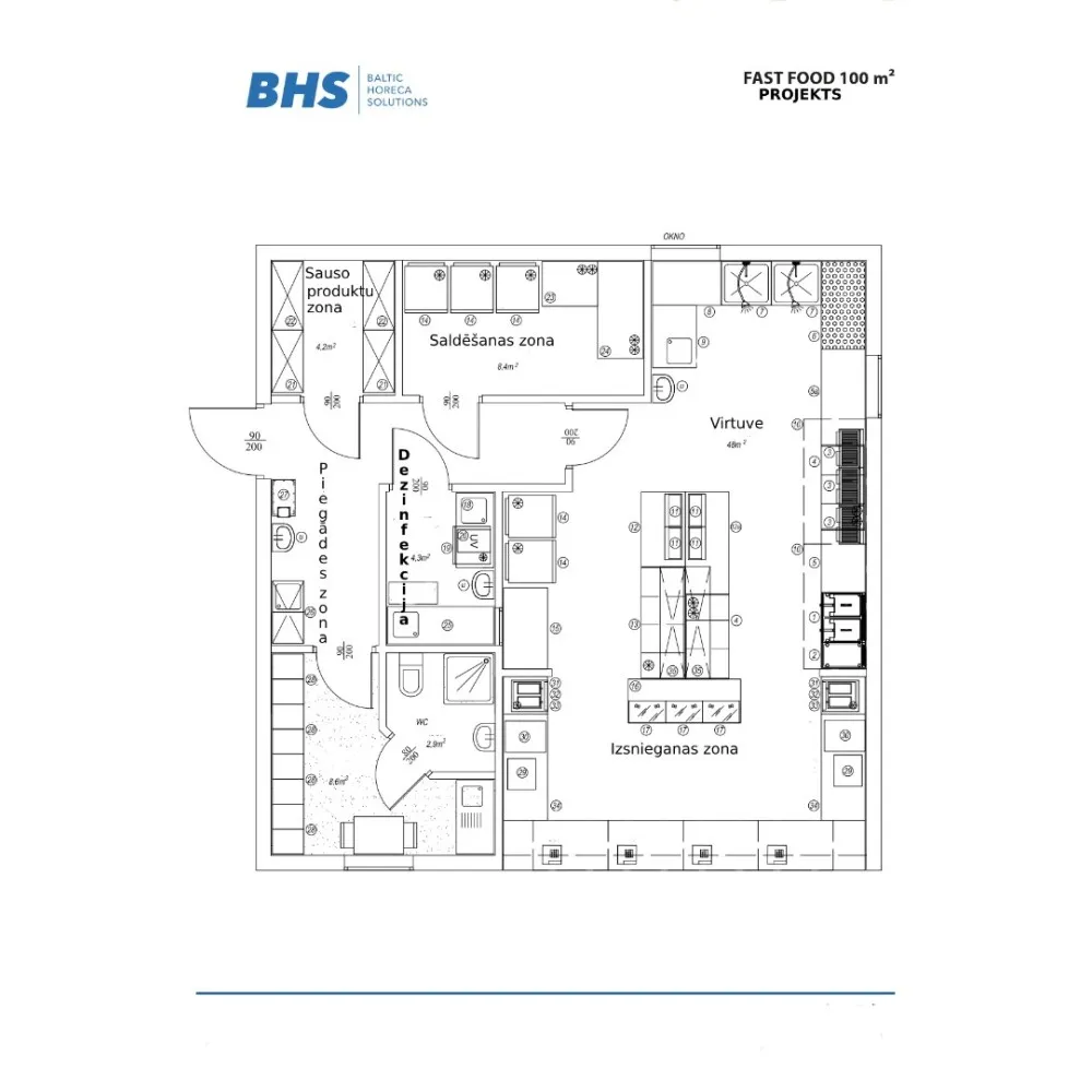 Drawing  Fast Food 100 m2 (RAS-FastFood100m2)