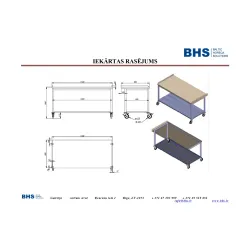 Table avec une étagère sur roulettes  NN49