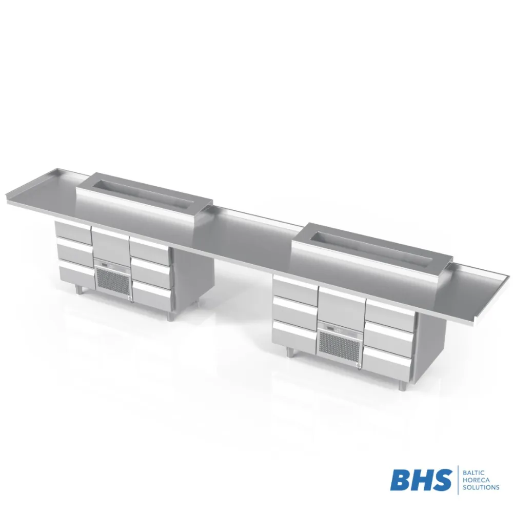 Plan de travail avec 2 tables-réfrigérateurs NN26