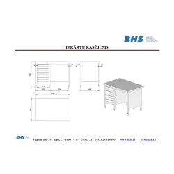 Stainless steel center table with 4 drawers