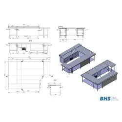 Îlot de travail avec réfrigérateur NN83