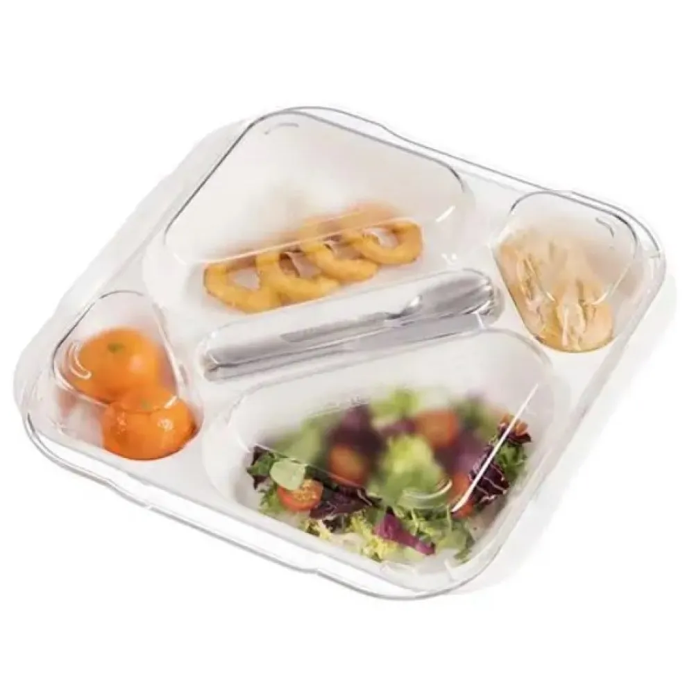 Couvercle pour plateau alimentaire à 5 compartiments, polycarbonate transparent (AR91052)
