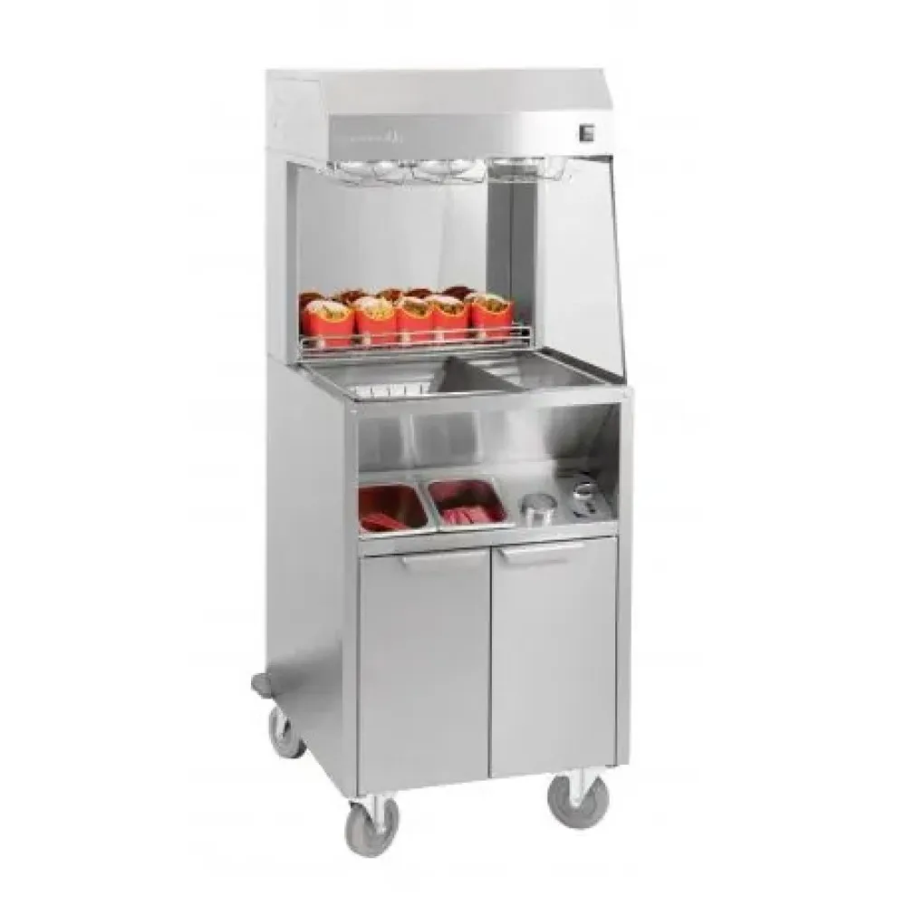 Trolley with french fries holding station, double heating 600 (CPDSDC600)