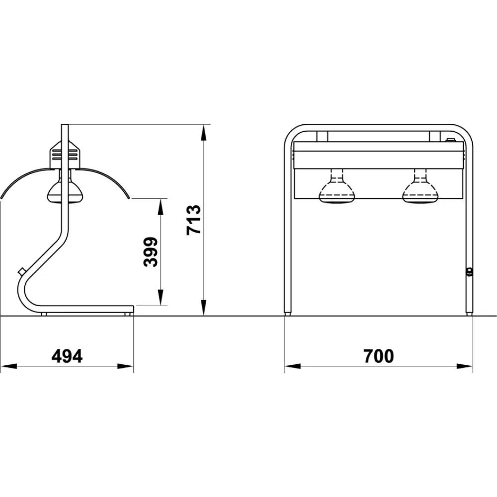 CADRE AUTOPORTANT AVEC LAMPES INFRAROUGES INFRA 2/1 AL (03600AL2REDIN)