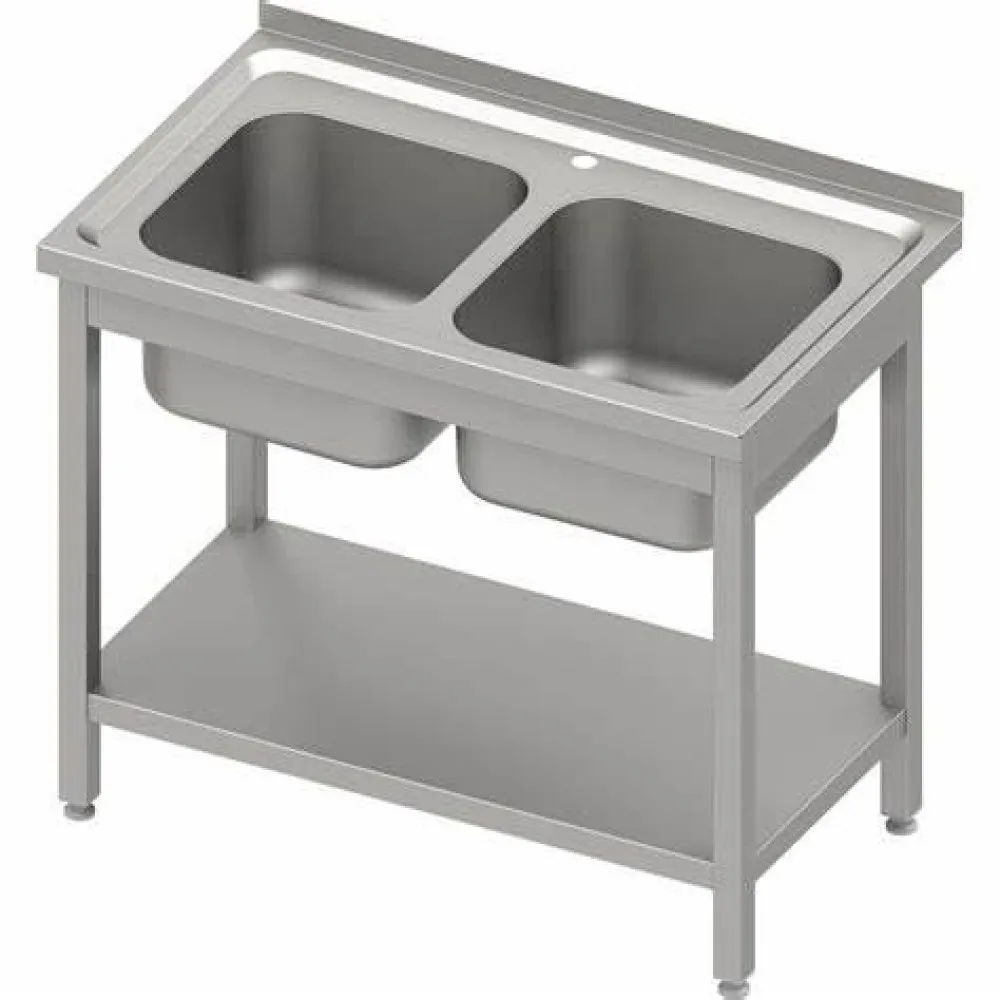 Table with a double-chamber sinks with a shelf 1200x600 mm (954586120)