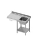 Easily assembled work table with sink, shelf and space for dishwasher or refrigerator 1400 (954897140)