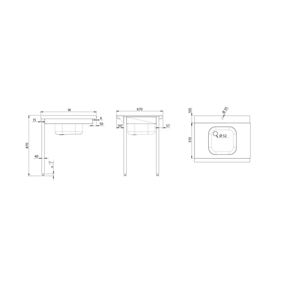 Loading table for dishwasher 1000 (954797100)