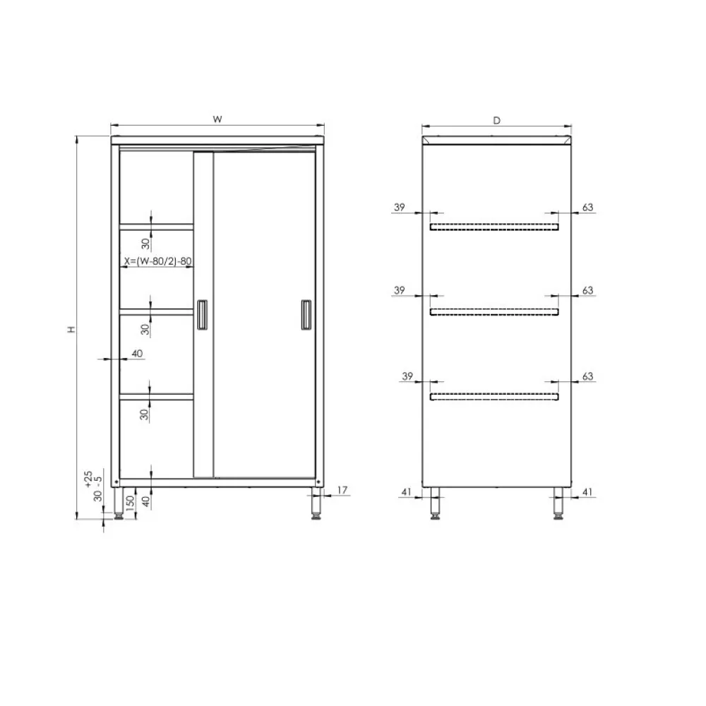 Storage cabinet, sliding door 1200 (951606120S)