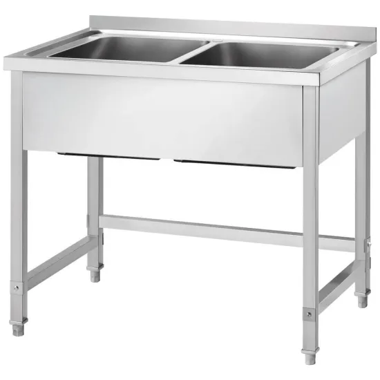 Tables en acier inoxydable GREDIL avec double évier sans étagère