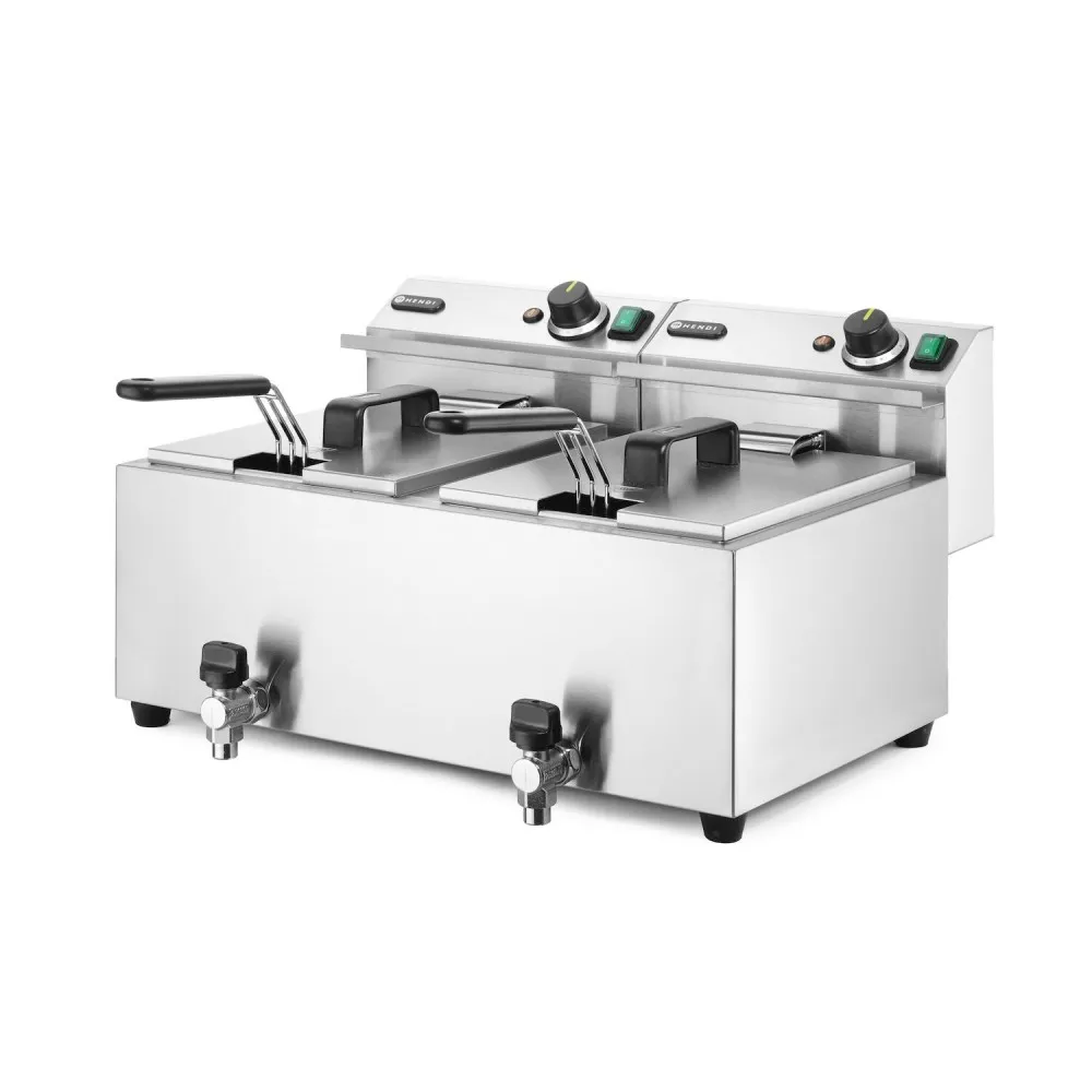Friteuse manuelle Profi Line avec robinet de sortie, 2 x 8 l (N209301)
