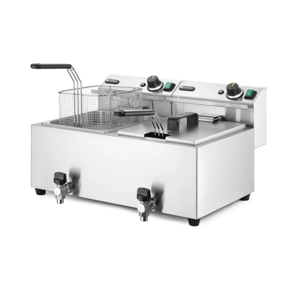 Friteuse manuelle Profi Line avec robinet de sortie, 2 x 8 l (N209301)